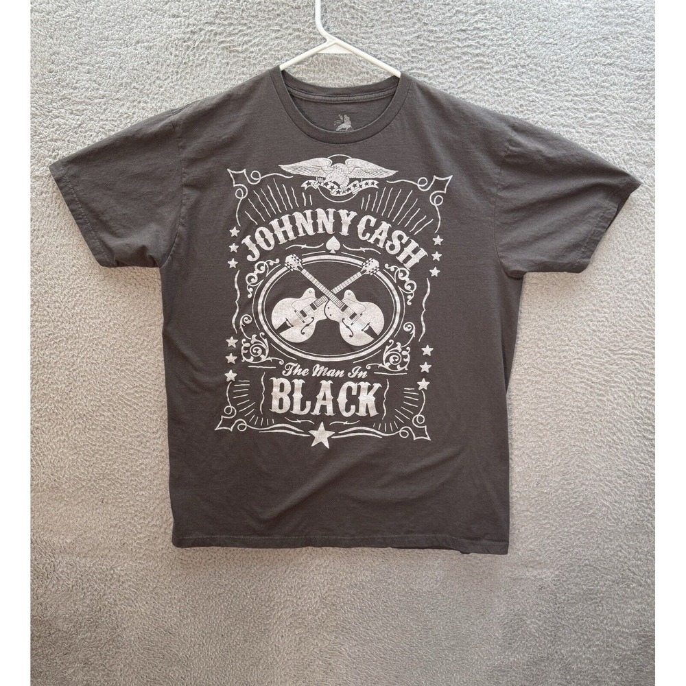 Johnny Cash Shirt Adult 2XL XXL Gray‎ Rockabilly Country Blues Music Graphic Tee